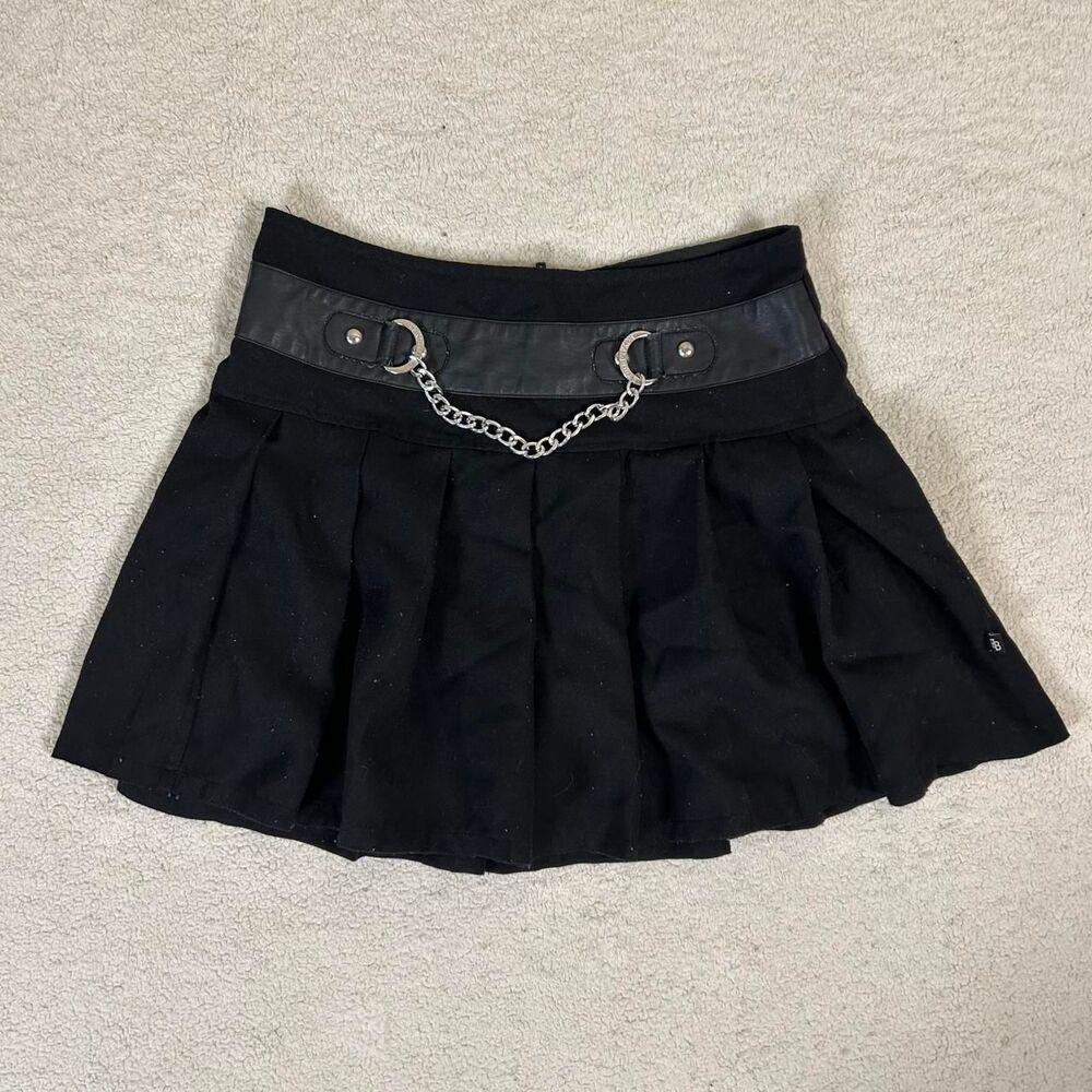 Royal Bones / Tripp NYC Black Pleated Skirt with Chain